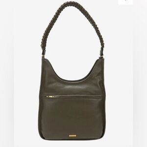 Rachel Zoe Jalilah Olive Green Braided Gold Chain Handle Vegan Shoulder Bag